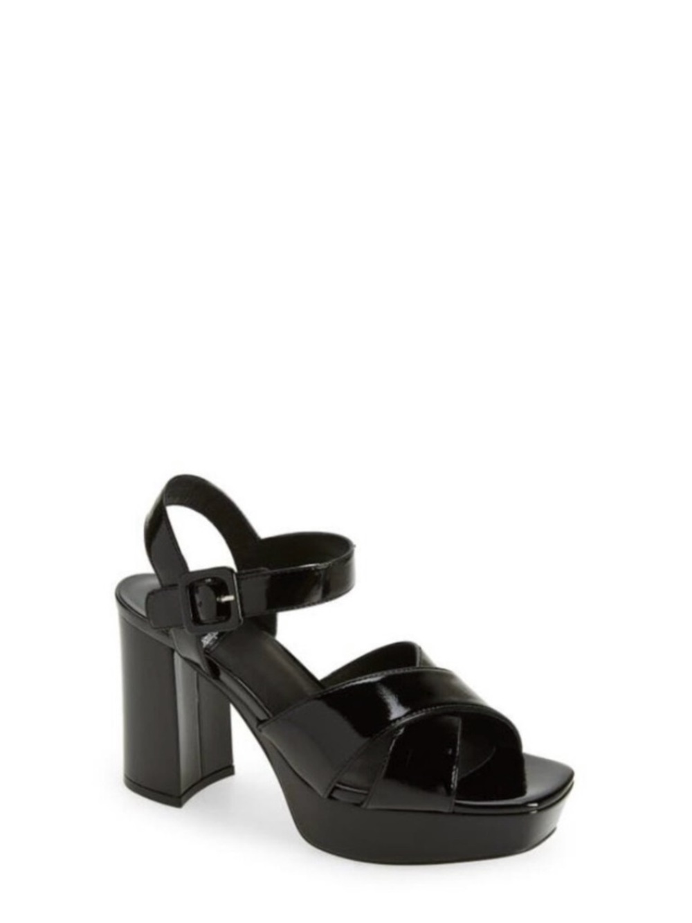Jeffrey Campbell Black Patent Amma Platform Block Heel Sandal